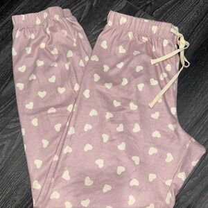 Z Supply Z Lounge Pink and White Hearts Pajama Lounge Pants